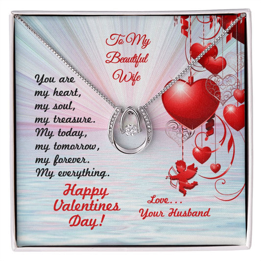 To My Wife, Valentines Day Lucky in Love Necklace