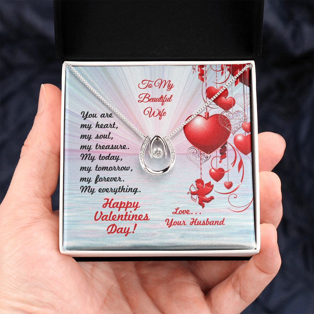 To My Wife, Valentines Day Lucky in Love Necklace