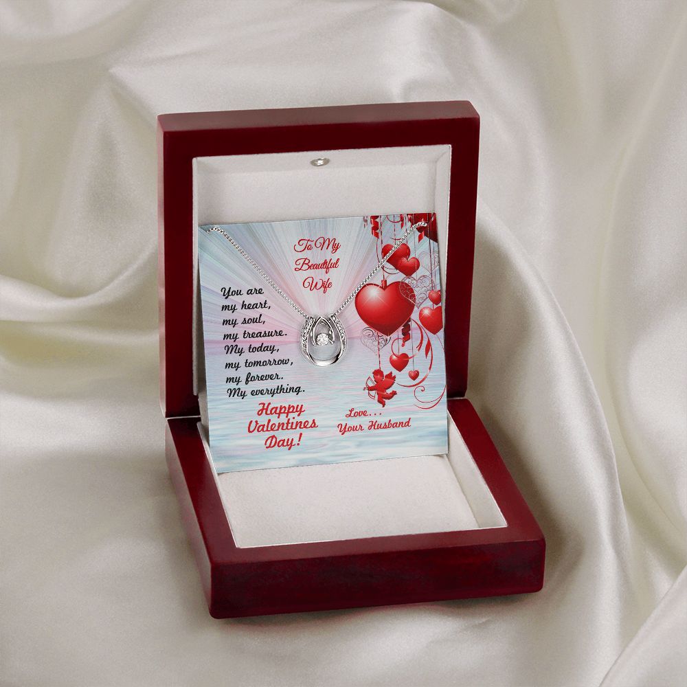To My Wife, Valentines Day Lucky in Love Necklace
