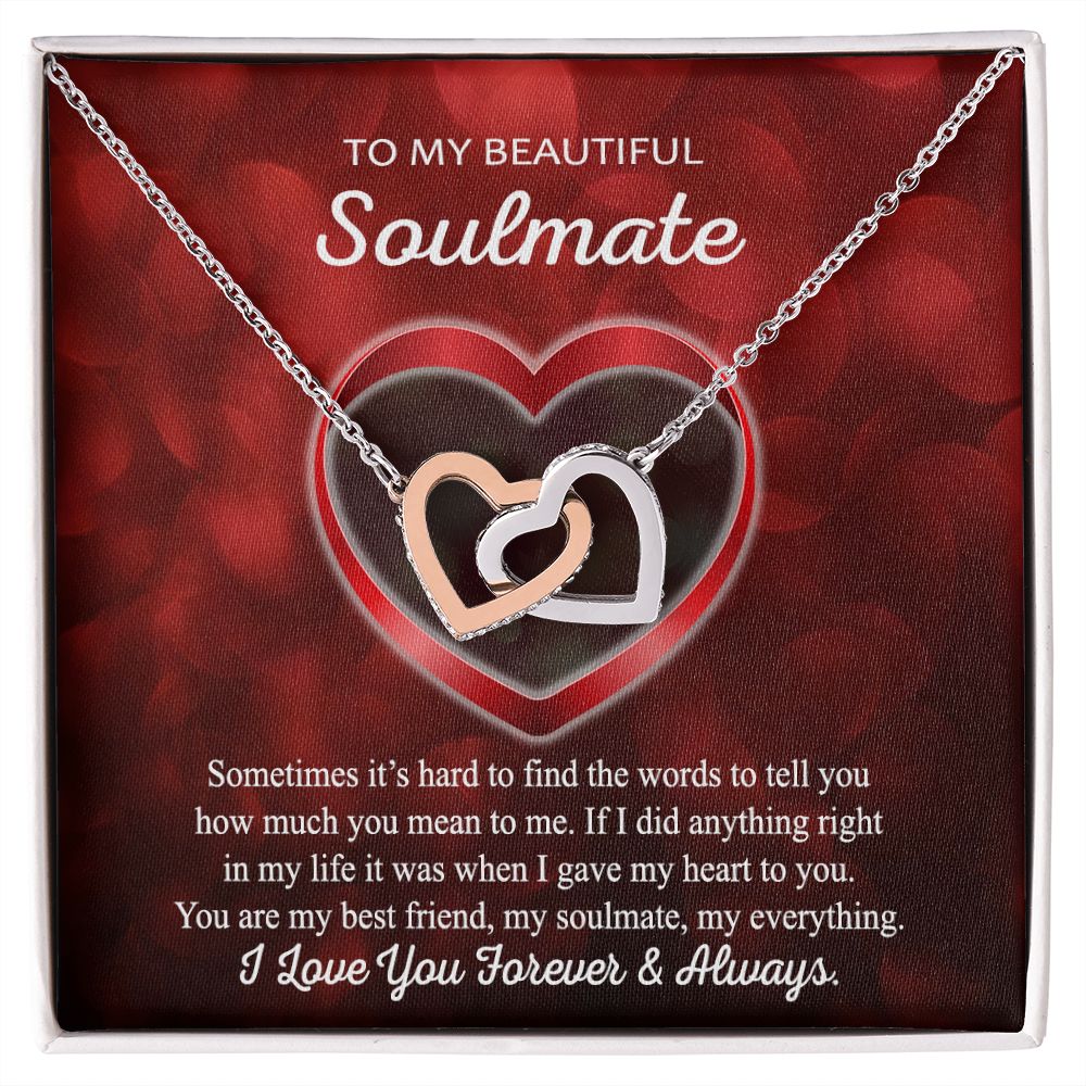 To My Beautiful Soulmate Interlocking Hearts Necklace