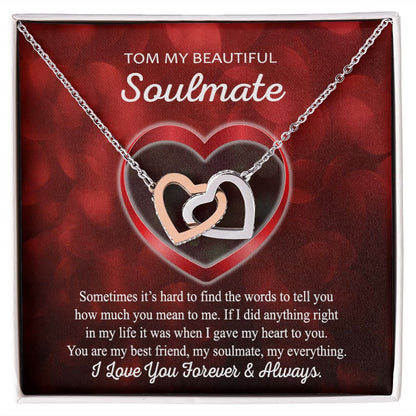 To My Beautiful Soulmate, Interlocking Hearts Necklace
