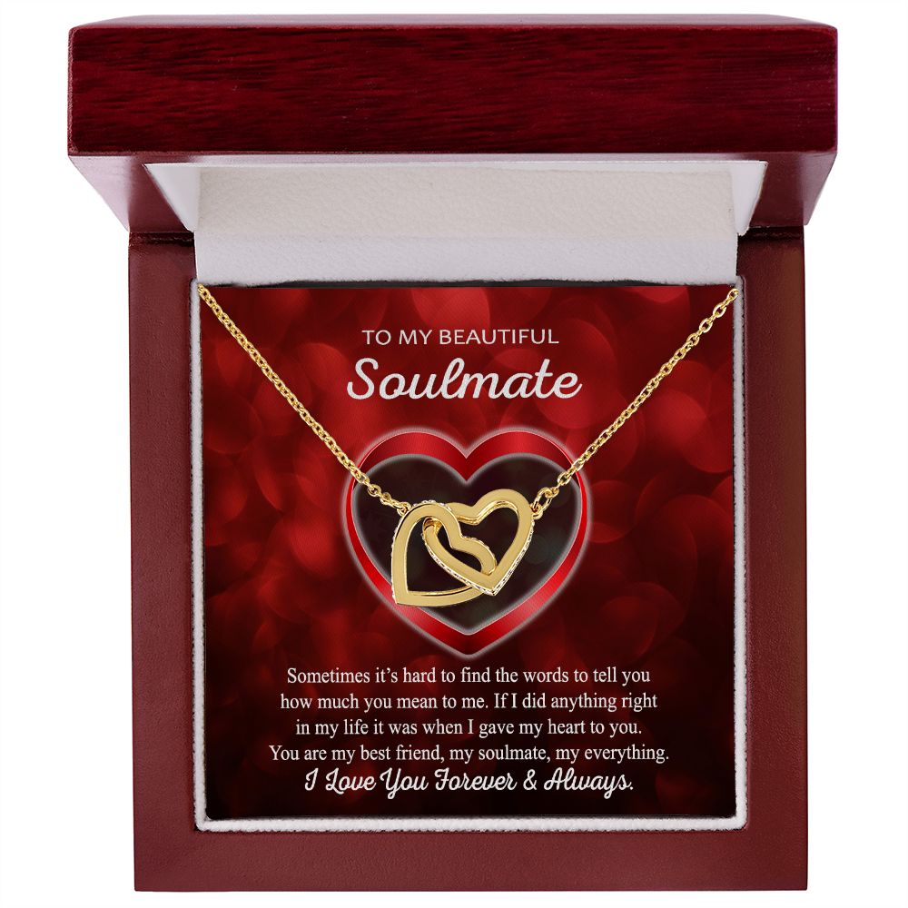 To My Beautiful Soulmate Interlocking Hearts Necklace