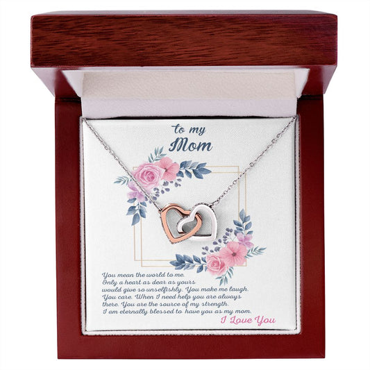 To My Mom, Interlocking Hearts Necklace