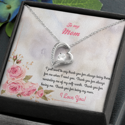 Forever My Mom Heart Necklace with Message Card